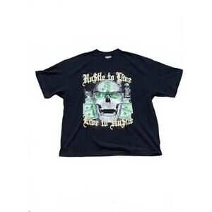 Hustle to Live, Live to Hustle $ Money Gangster Green Skull 3XL / XXXL T-Shirt